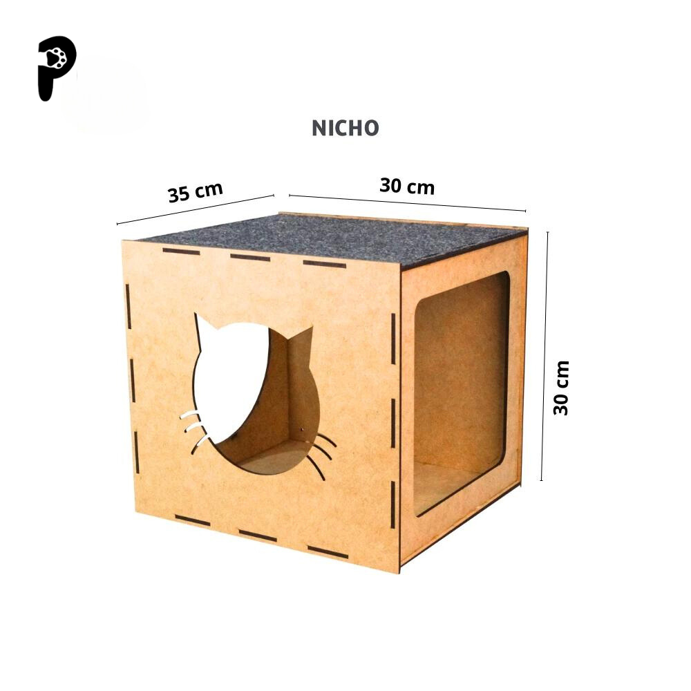 Playground Para Gatos 9 Peças Brinquedo de Gato com Arranhador Nicho Ponte Degrau Rede em MDF